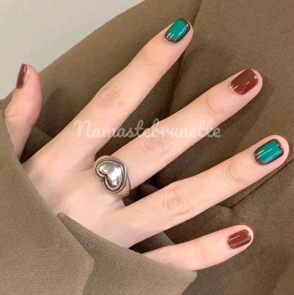 2/$16 Boho Brown Green Press On Nails - Picture 1 of 17